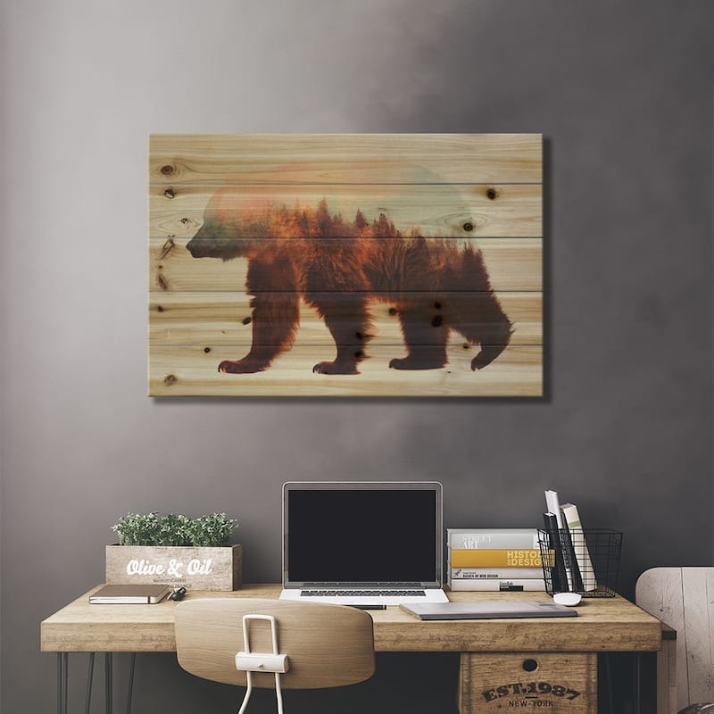 Bjorn Print On Wood by Andreas Lie - Multi-Color