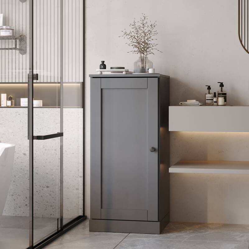 Palace Imports 100% Solid Wood 16.5" Bathroom Storage Cabinet with Shaker Door and Adjustable Shelves - Gray
