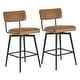 preview thumbnail 21 of 26, Elise Counter Height Swivel Bar Stool Chairs Set of 2 with Metal Frame Brown