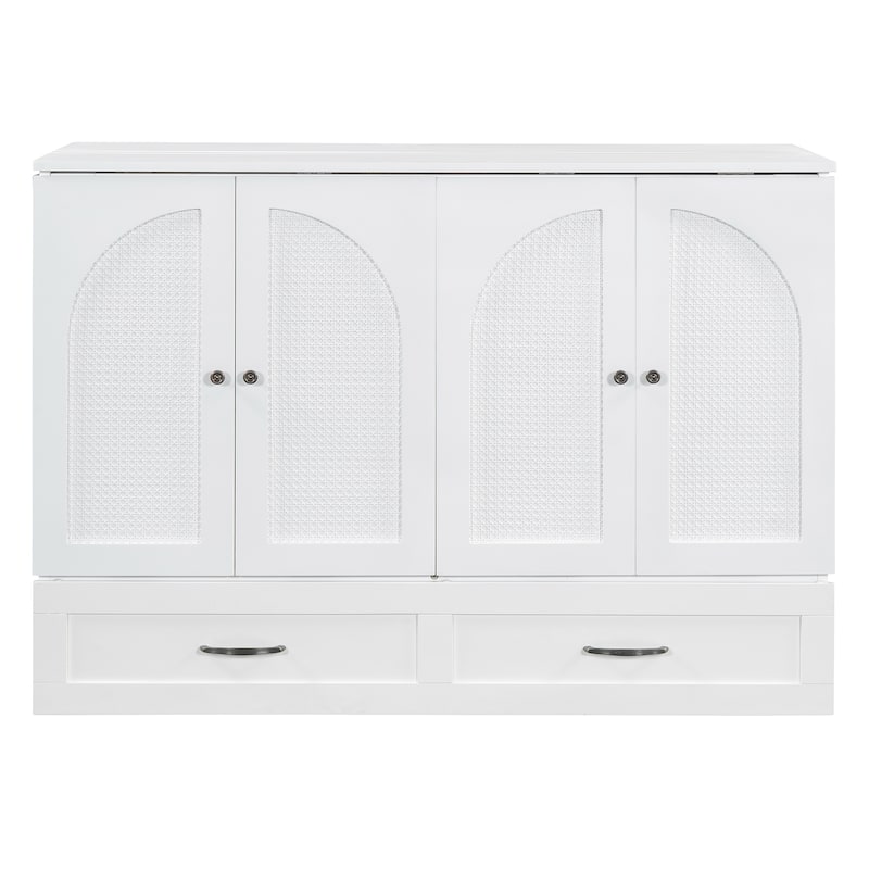 Full/Queen Size Murphy Bed Wall Bed with a Large Drawer, Folding Murphy Cabinet Bed, Space Saving Murphy Bed Chest