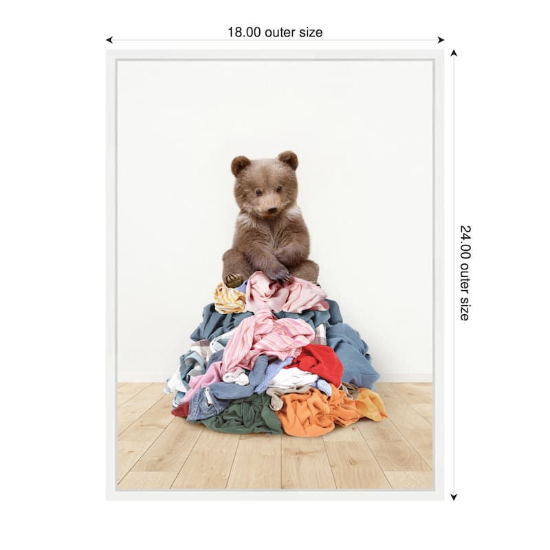 Kate and Laurel Sylvie ThreeBearsOnLaundryPileScandiStyle Framed Canvas by Amy Peterson