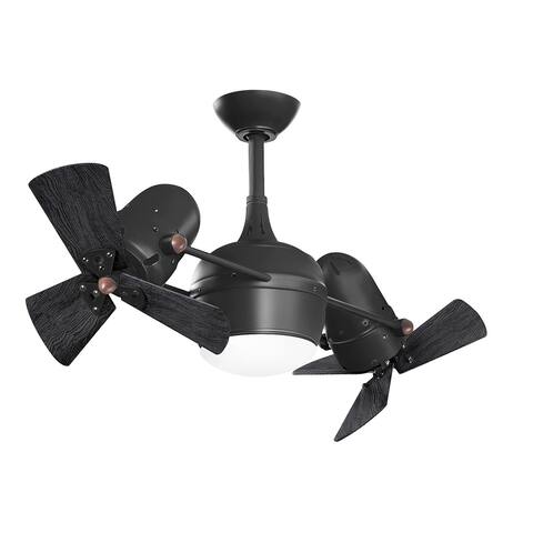 Matthews Fan Dagny LK Matte Black Wood Blads Rotational Ceiling Fan with LED Light Kit