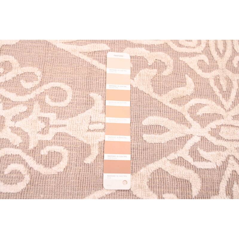 ECARPETGALLERY Hand Loomed Elysian Beige, Brown Viscose, Wool Rug - 8'0 x 10'5