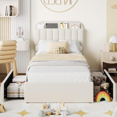 Bed Frame with Storage Headboard, 2 Drawers