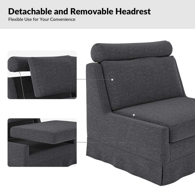 Flo Modern 45" W Oversized Slipcovered Accent Chair with Wheels and Ottoman Set of 2 by HULALA HOME