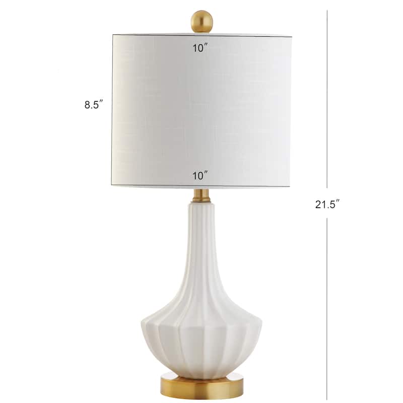 Gaston 21.5" Ceramic Mini LED Table Lamp, Brass/White by JONATHAN Y