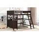 preview thumbnail 17 of 53, Full size Loft Bed with Drawers, Built-in Desk and Shelves, Espresso