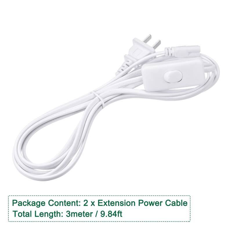 LED Tube Power Extension Cable with Switch, for LED Integrated Tube Fixture - 2Pcs