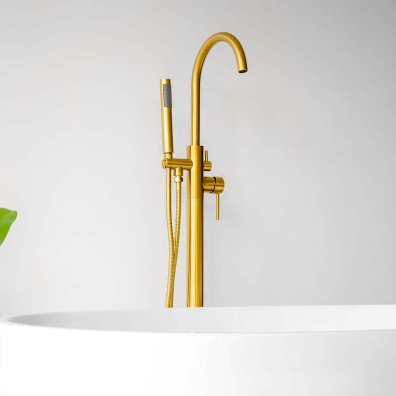 SevenFalls 8017 Single Handle Floor Mounted Tub Filler with Handheld Shower