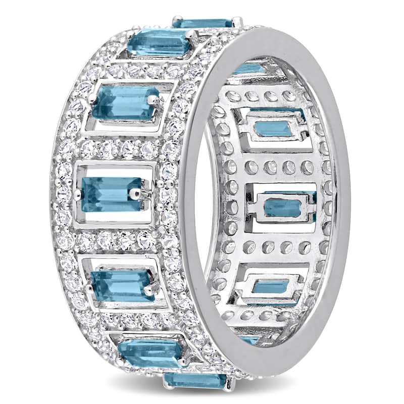 Miadora 3 4/5ct TGW London Blue Topaz White Topaz Ring Sterling Silver