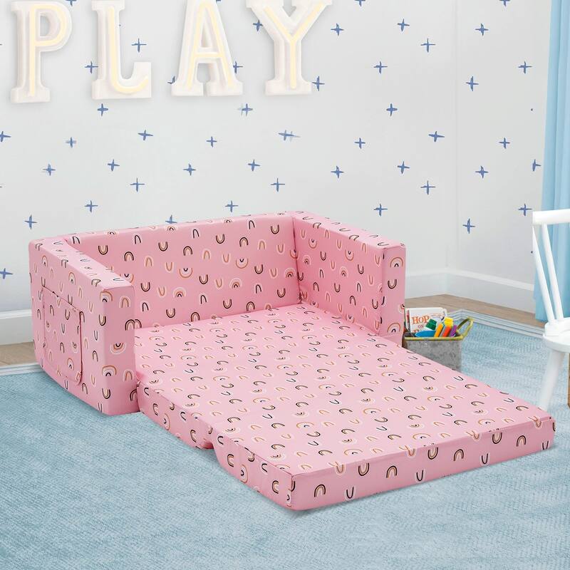 Kids Fold Out Couch 2-in-1 Children Convertible Sofa to Lounger