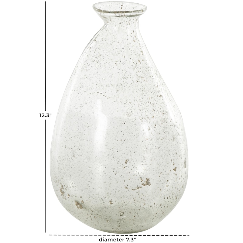 Glass Speckled Vase with Brown Accents - Clear - Roche River Decor