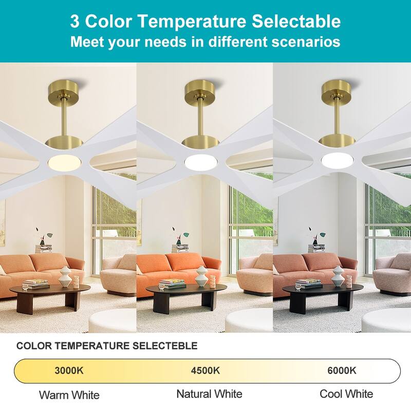 MLiAN 54 In. 4 -ABS Blades Wet Rated Outdoor Ceiling Fan with Remote