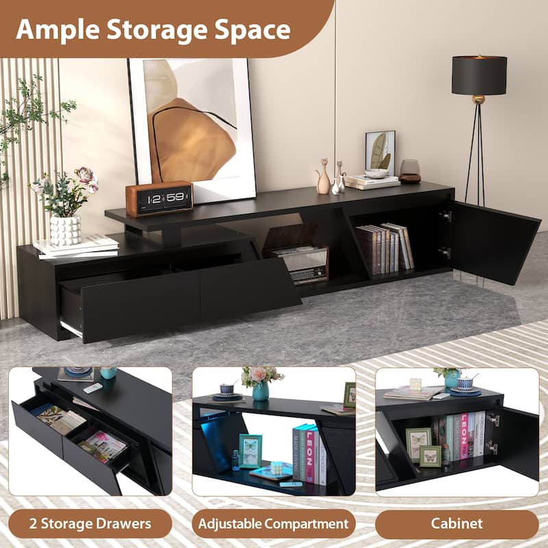 Modern Extendable Rotating TV Stand with LED Lighting