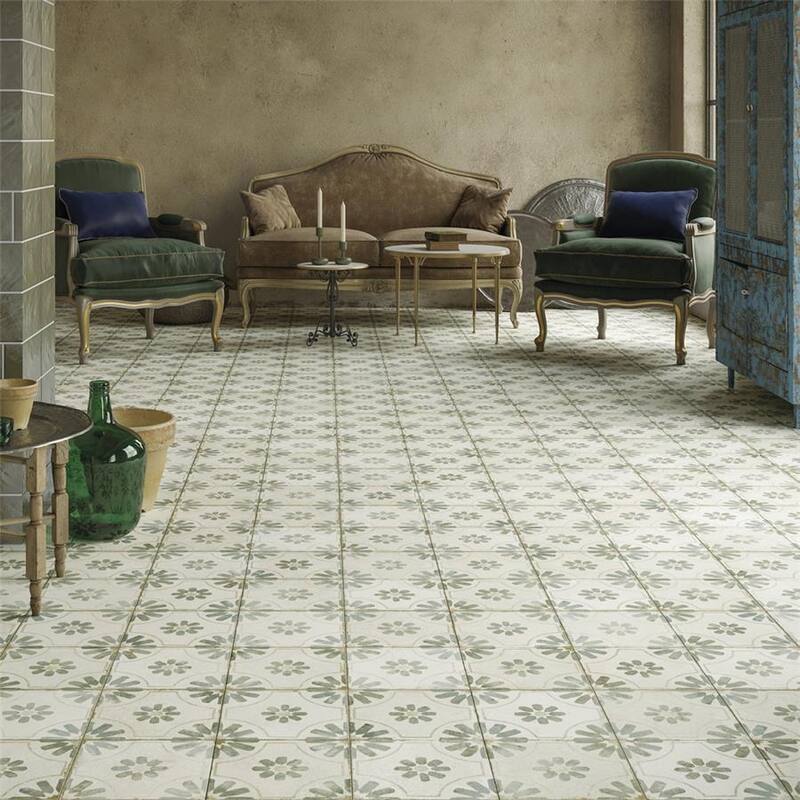 Merola Tile Kings Blume Sage 17-5/8" x 17-5/8" Ceramic Floor and Wall Tile