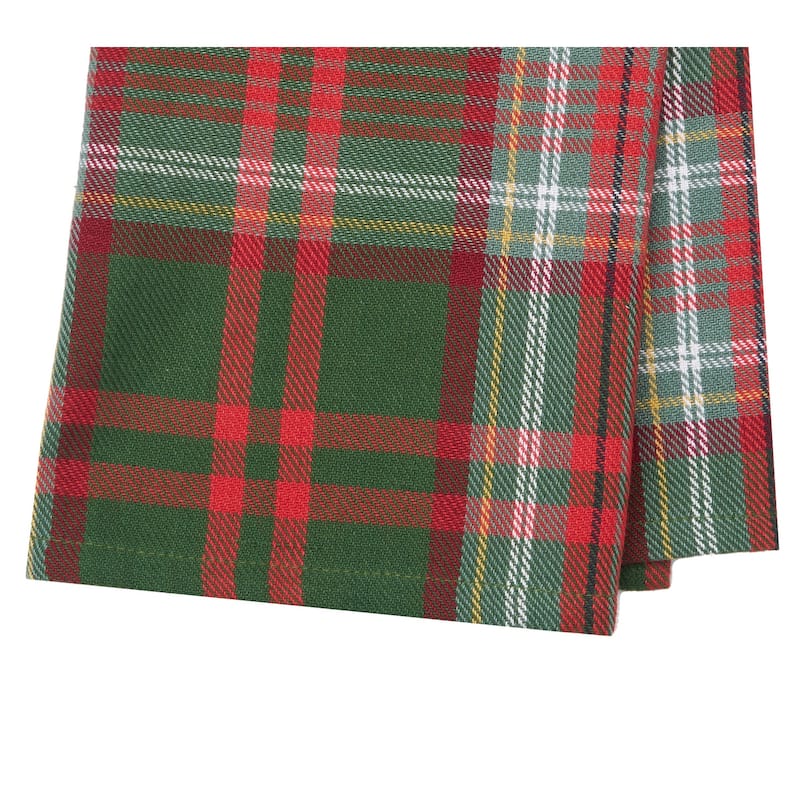27' X 18" Axel Plaid Woven Cotton Kitchen Dish Towel, Red, White and Green Plaid