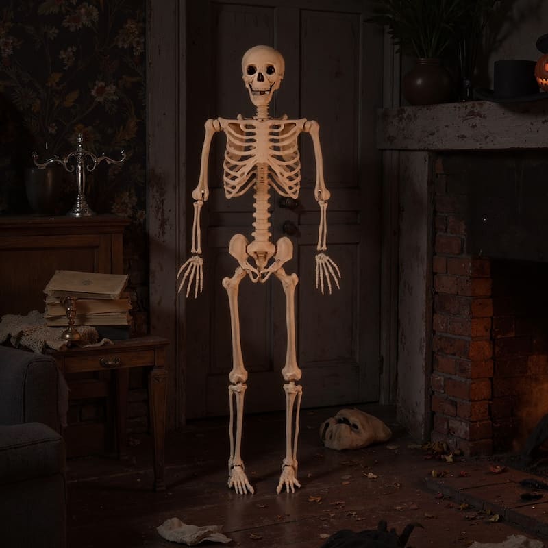 Gymax 5.4 FT Halloween Skeleton Decoration Life Size Large Skeleton w/