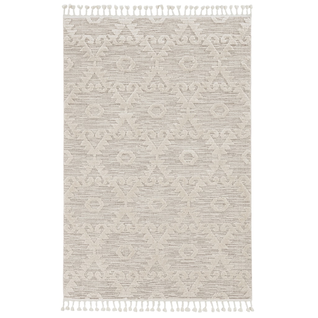 The Curated Nomad Roehamp Textured Southwestern Boho Rug with Fringe
