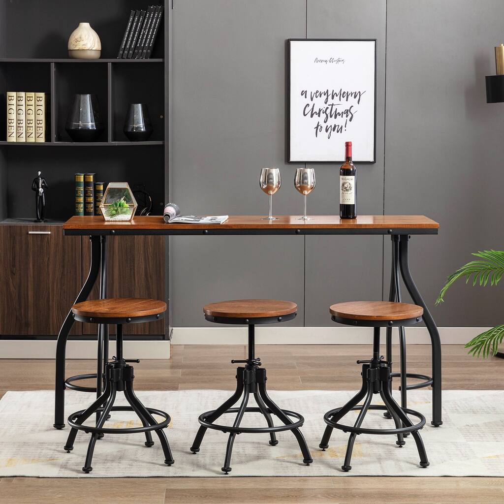 4-Piece Rectangle Top Bar Table Set Seats 3