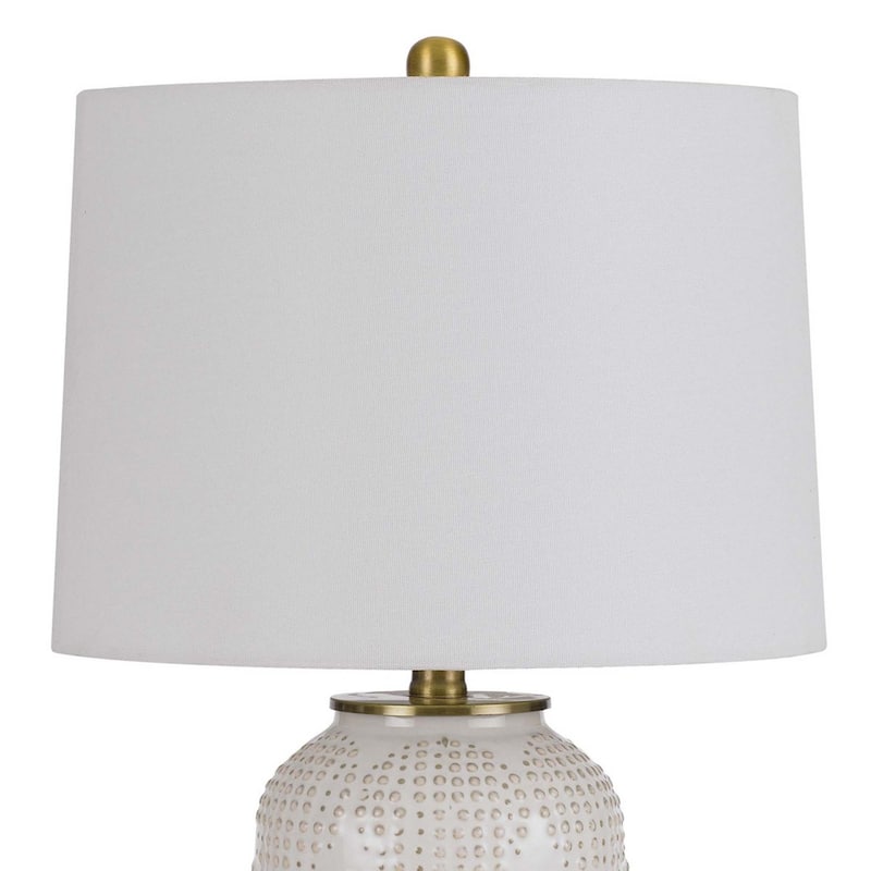 Table Lamp with Dotted Ceramic Body and Round Base, White