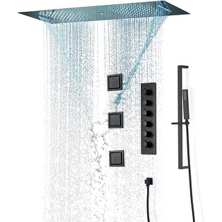 36 inch 64 inch LED light head 5 way thermostatic shower system matte ...