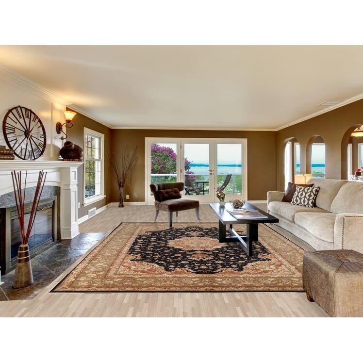 Vegetable Dye Floral Tabriz Chinese Rug Handmade Wool and Silk Carpet - 9'1" x 12'1"