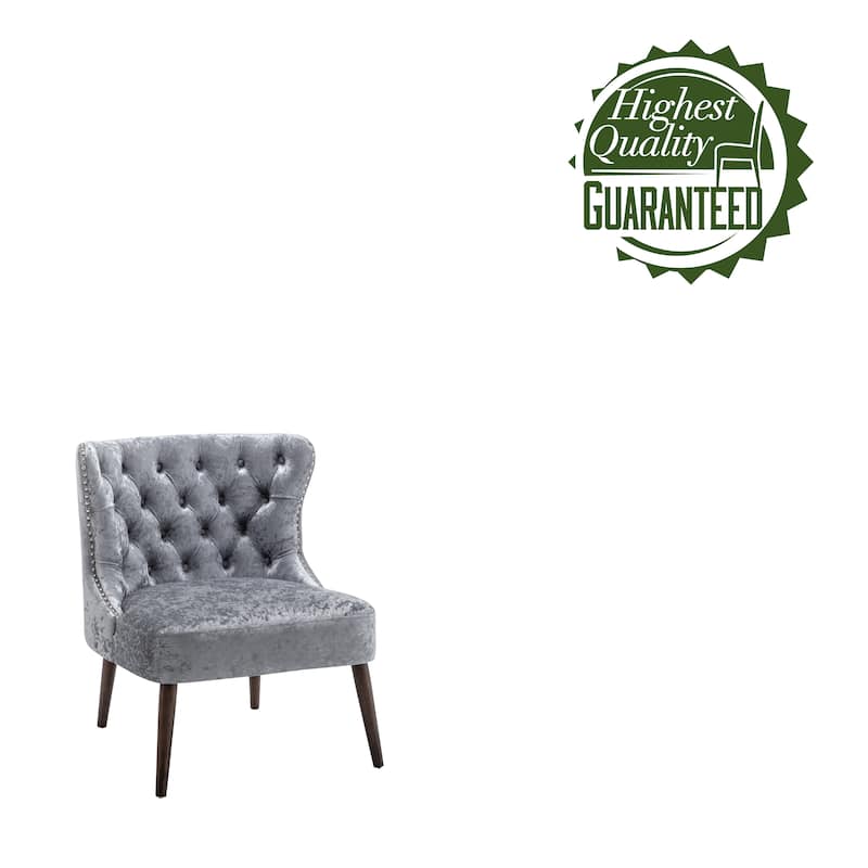 Porthos Home Mara Velvet Accent Slipper Chair with Rubberwood Legs