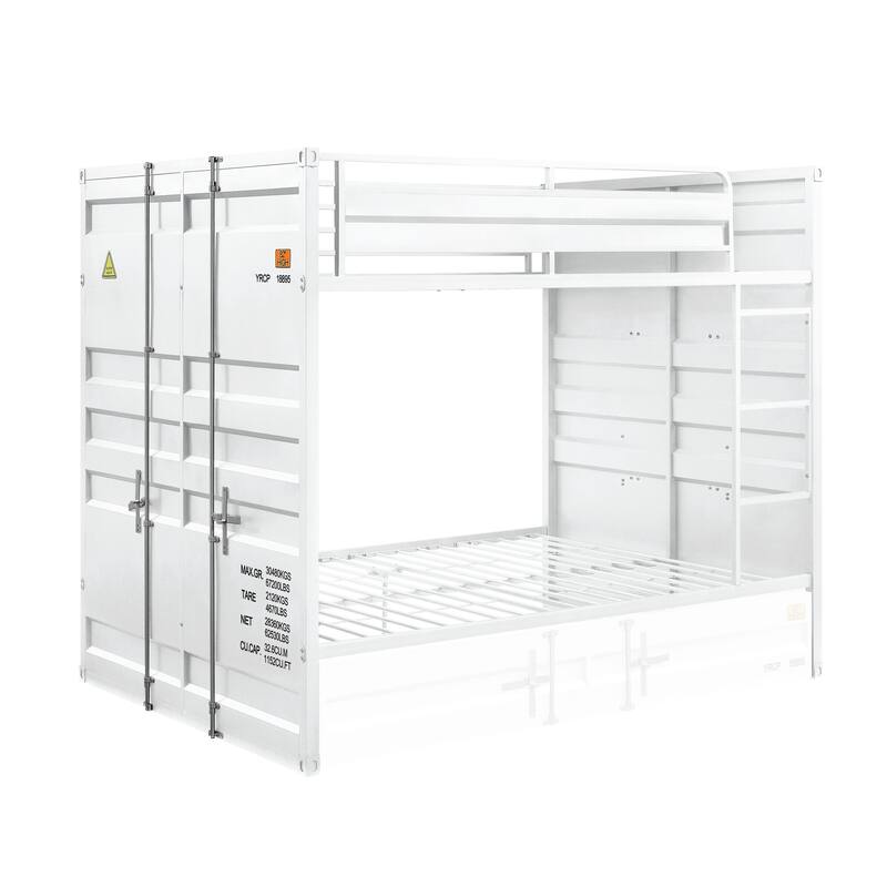 Kamloops Full over Full Bunk Bed with Built-in Ladder - White