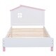preview thumbnail 3 of 7, Twin Size Wood Platform Bed with House-shaped Headboard  (White+Pink)