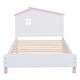 preview thumbnail 1 of 7, Twin Wood Platform Bed with House Headboard - Pine Frame White+Pink - Twin