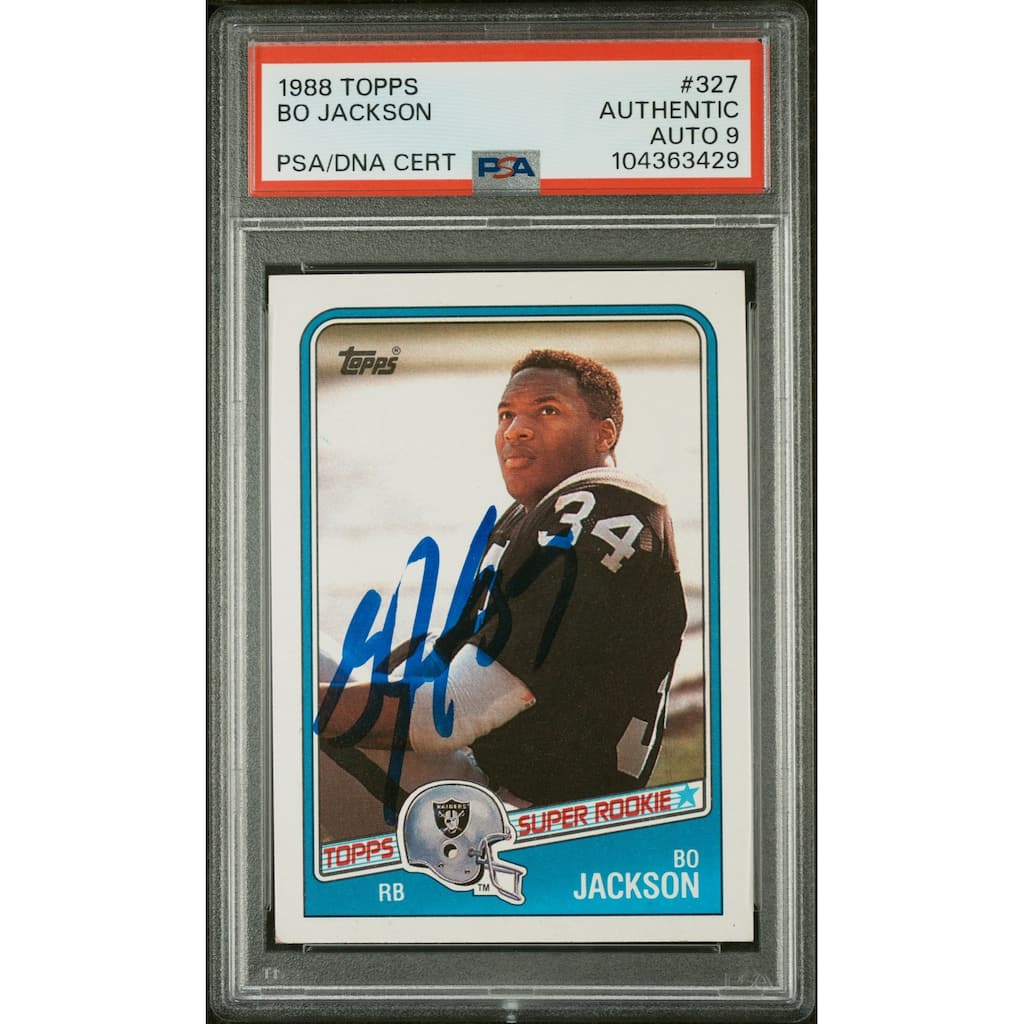 Bo Jackson 1988 Topps Signed Rookie Card #327 Auto Graded PSA 9 104363429 - 8' x 11'
