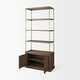 preview thumbnail 9 of 33, Baron Light / Dark Brown Wood w/ Antiqued Aged Brass Metal 2-Door / 4-Door Open Shelving Unit