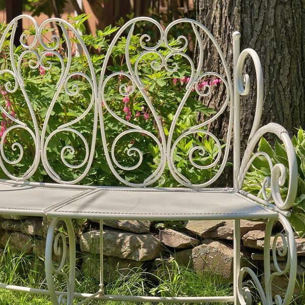 Shop Galina Folding Curved Garden Bench In Antique White Overstock 31620751