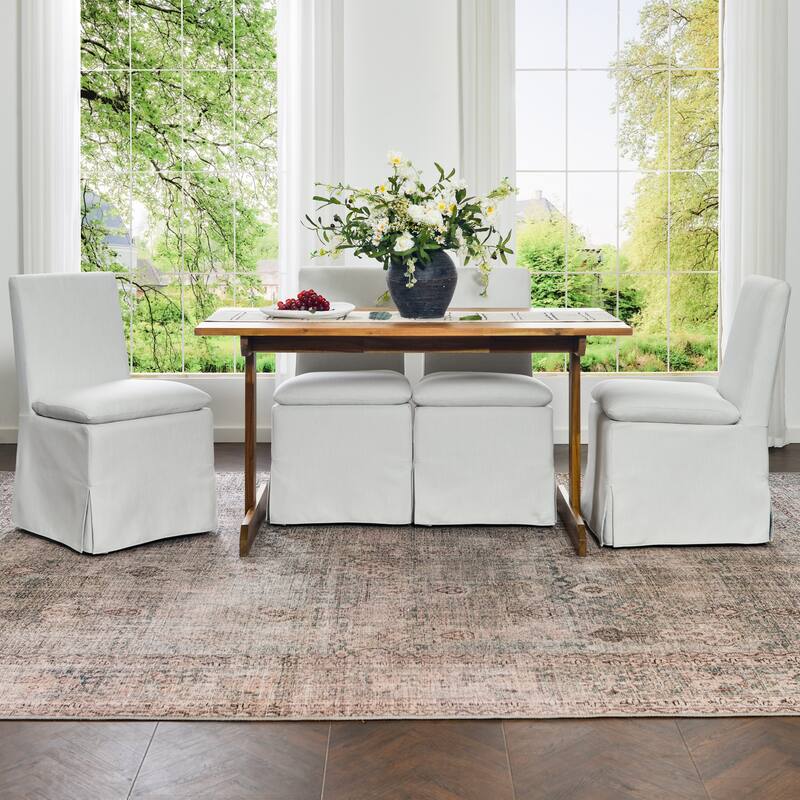 KINWELL Performance Fabric Slipcover Dining Chair Side Chair With Casters