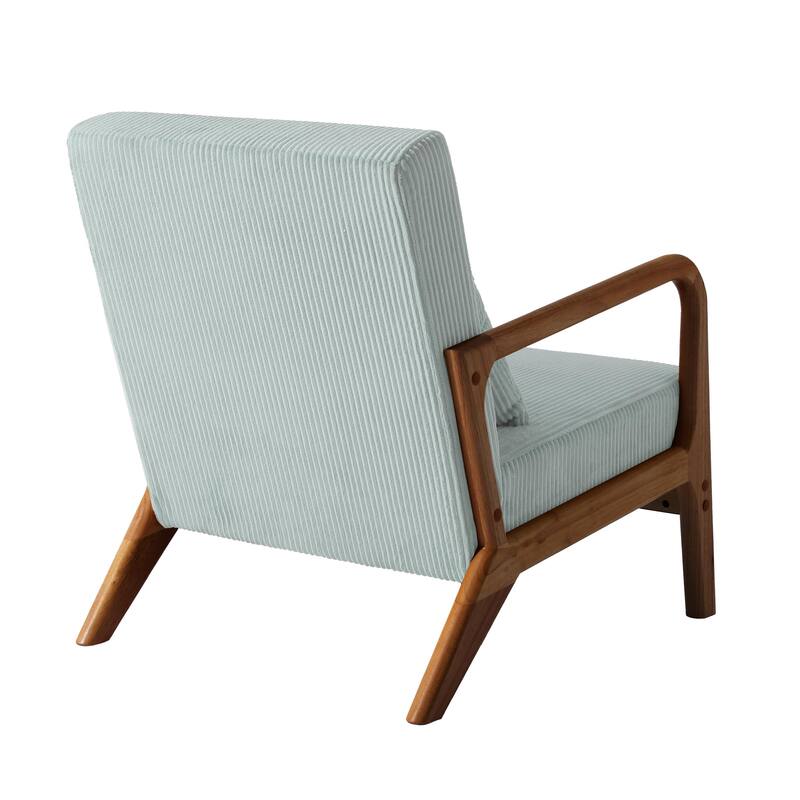 Modern Corduroy Upholstered Accent Chair with Wood Legs Set of 2