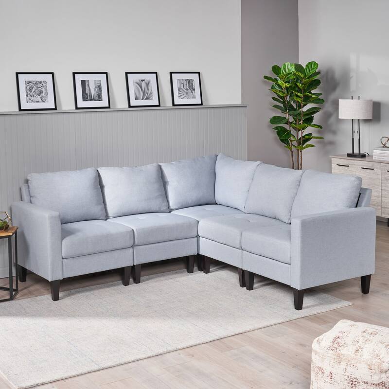 Zahra Modern Fabric 5-piece Sofa Sectional by Christopher Knight Home