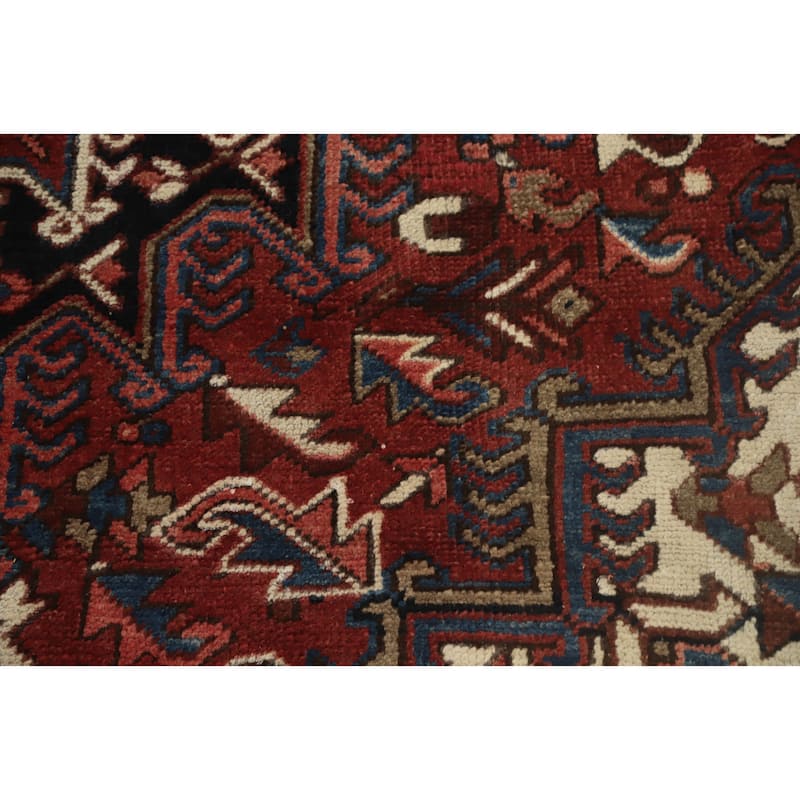 Hand Knotted Oriental 100% Wool Carpet Traditional Medallion Red Heriz Area Rug - 10' 1'' X 7' 1''
