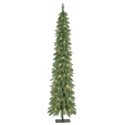 Puleo International 6 ft Pre-Lit Alpine Artificial Pencil Tree