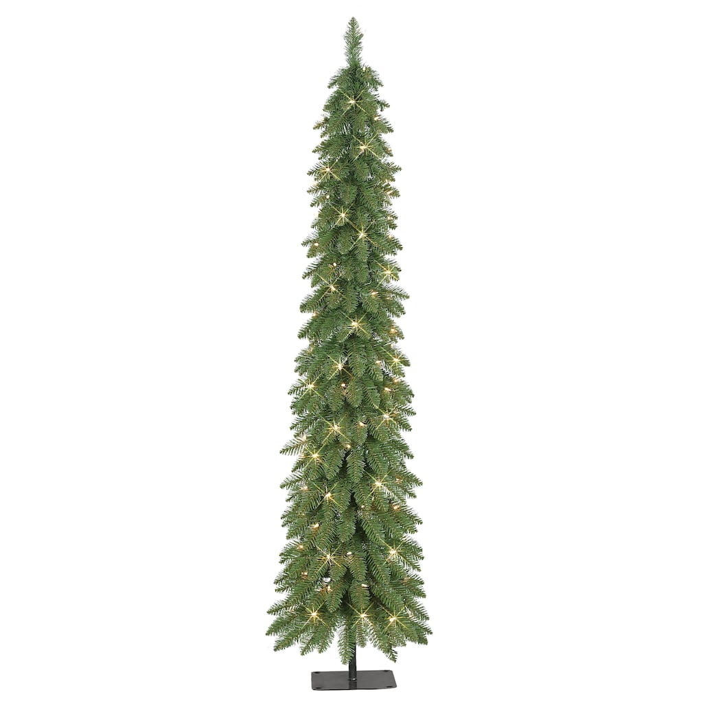Puleo International 6 ft Pre-Lit Alpine Artificial Pencil Tree