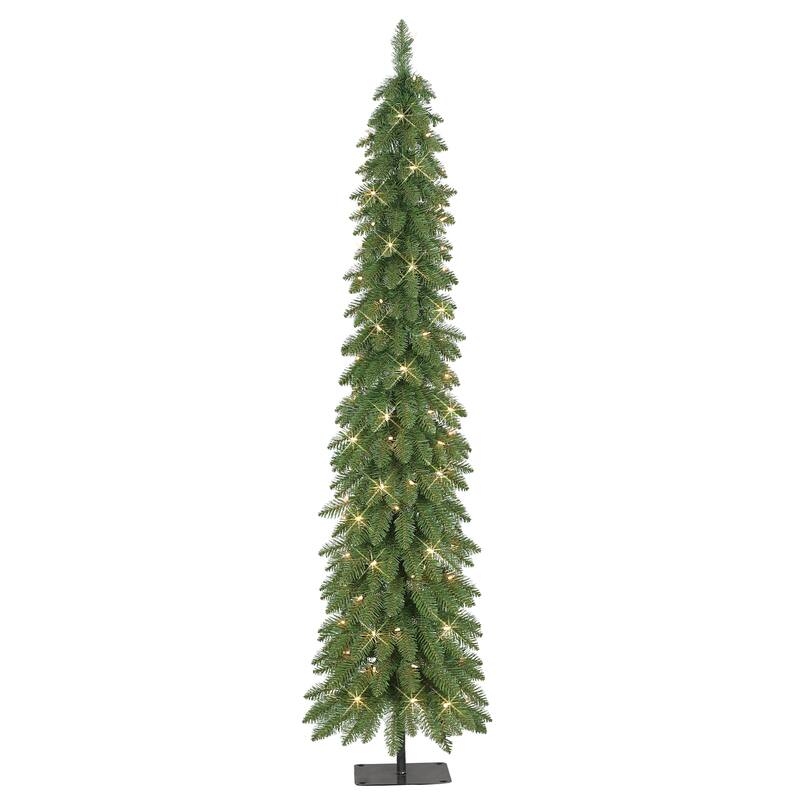 Puleo International 7 ft Pre-Lit Alpine Artificial Pencil Tree
