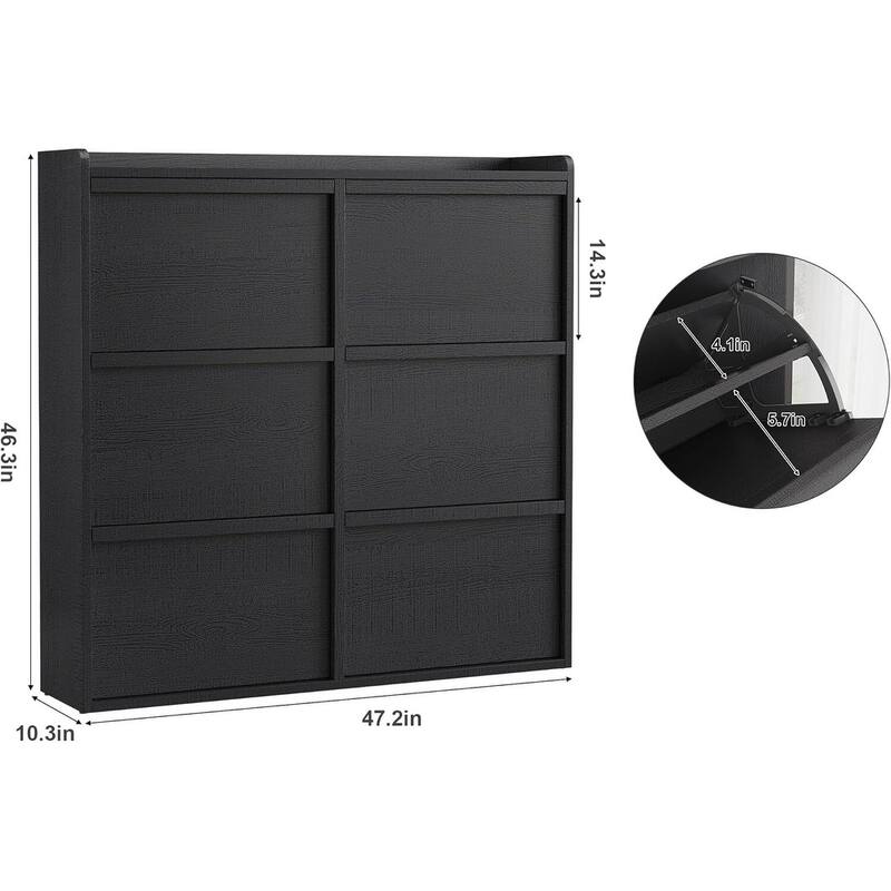 Narrow Shoe Cabinet Organizer with 6 Flip Drawers for Entryway, Hallway, Living Room