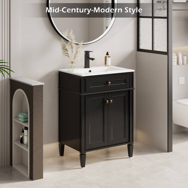 Retro Bathroom Vanity W/ Drop in Sink Combo Cabinet Set