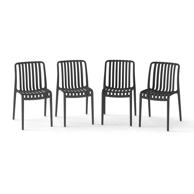 Outdoor Stackable Plastic Chairs Dining Chair Set 4-Piece Lightweight