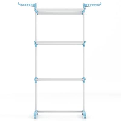 Gymax 3-tier Folding Clothes Drying Rack w/ Rotatable Side Wings &