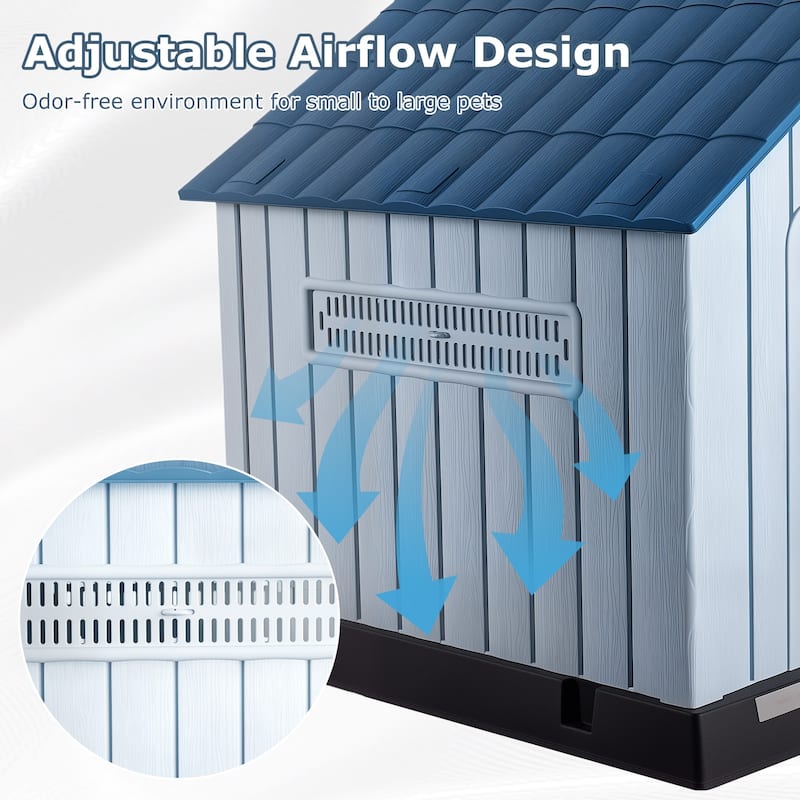 BOSSIN Insulated Dog House, Outdoor & Indoor Use with Elevated Floor, Waterproof & Durable Plastic Design for All Size Dogs