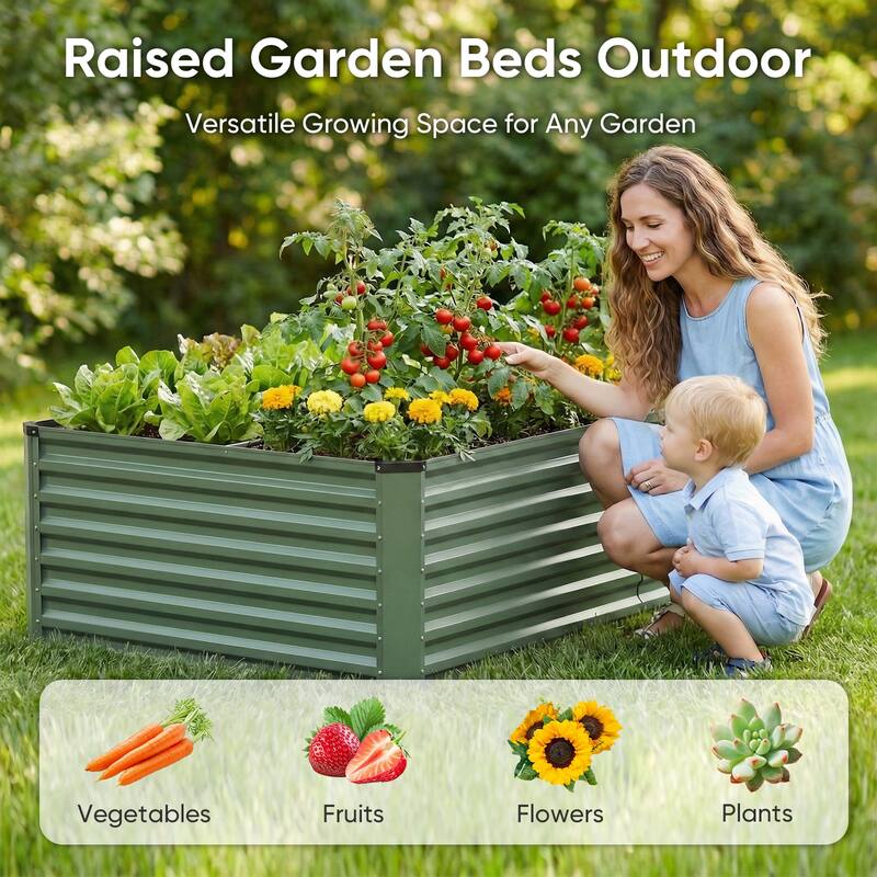 Pocassy Outdoor Planter Box Metal Patio Kit Planting Bed for Vegetables.