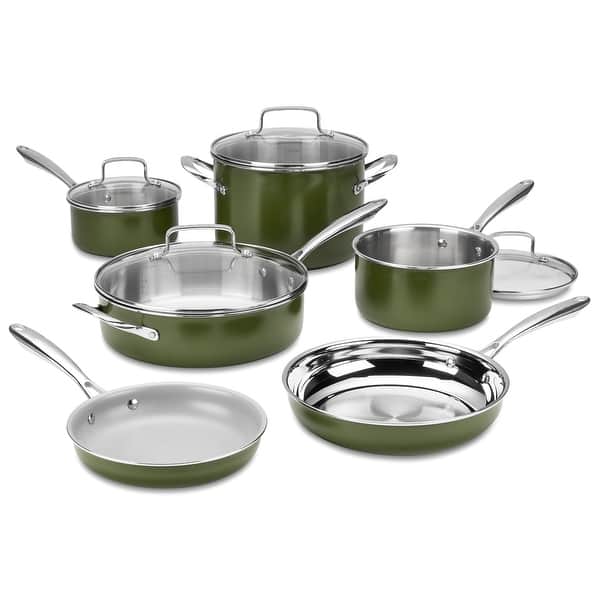 Cuisinart Triple Ply Stainless Steel 10-Piece Cookware Set - 10pc set - Olive Oasis