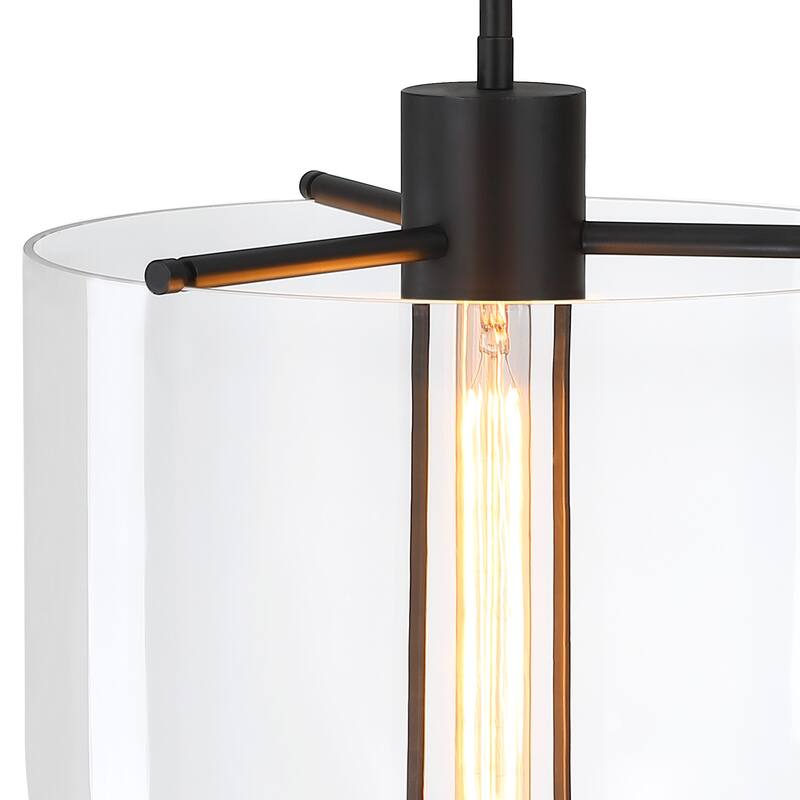 Skylar 60 Watt 1-Light Matte Black Down Pendant Light with Clear Glass Shade - 18.25