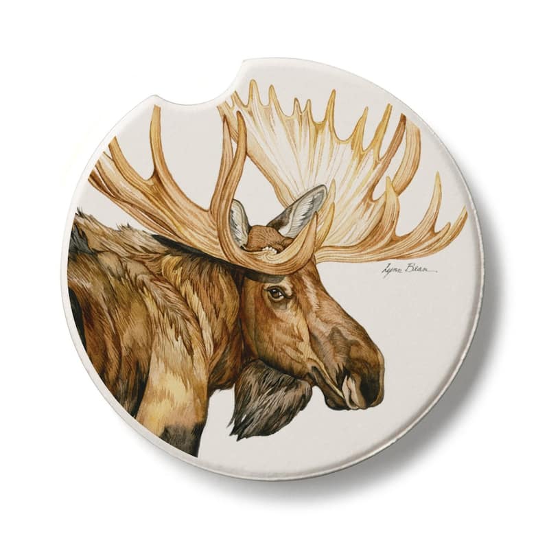 Noble Moose 2 Pack Absorbent Stone Coaster for Vehicle Cup Holder 2.6” Diameter Manufactured in The USA - Multi