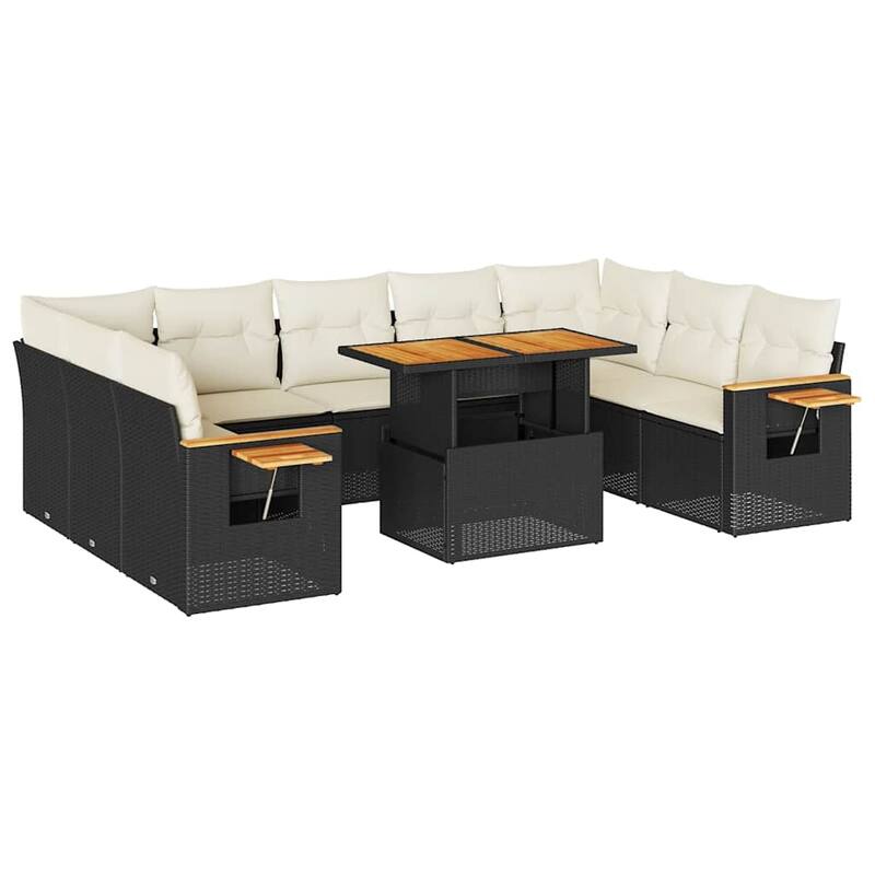 vidaXL Patio Sofa Set with Cushions Outdoor Furniture 10 Piece Poly Rattan